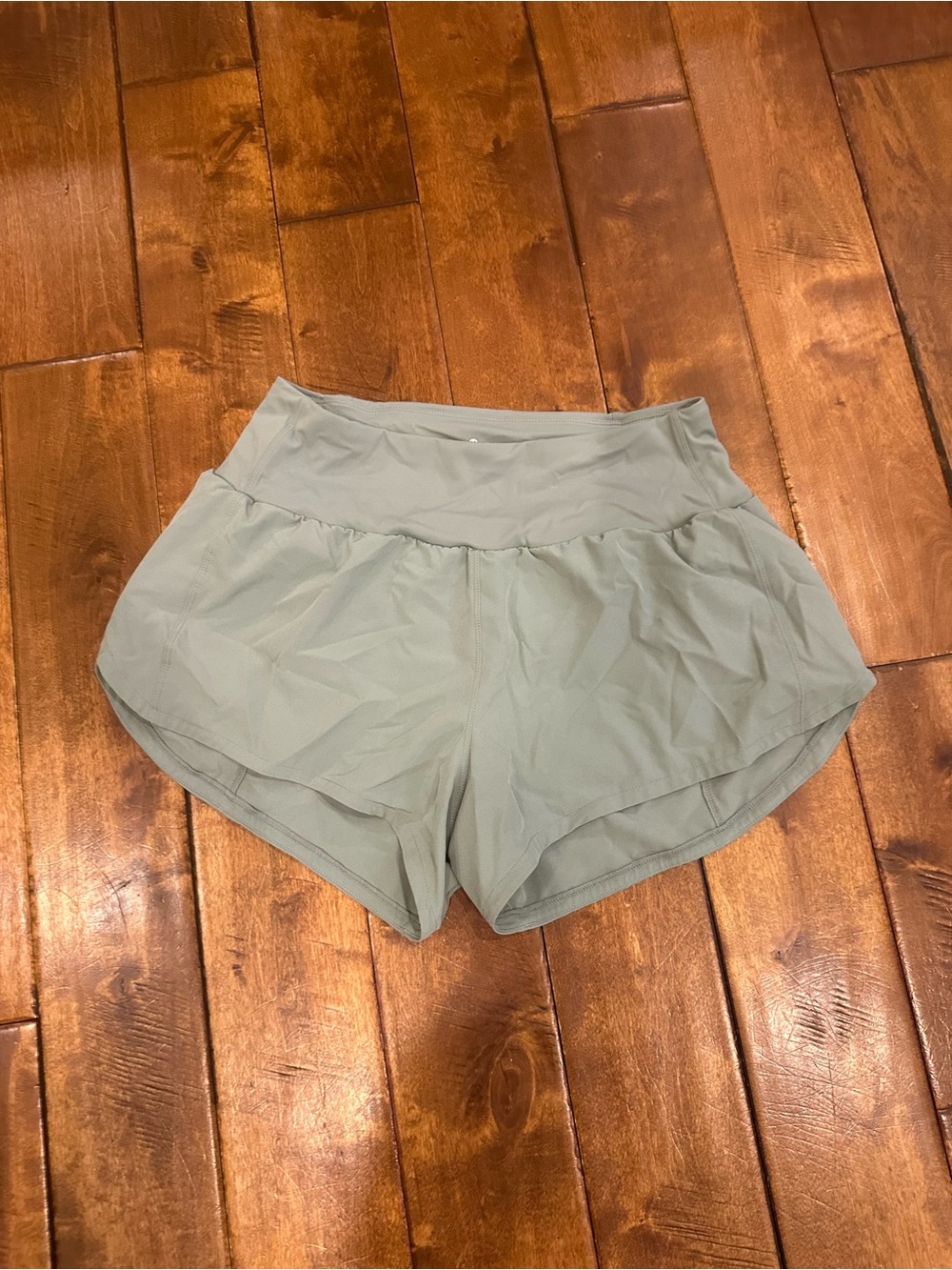 Amazon Women’s Athletic Shorts in Light Sage with Wide Waistband